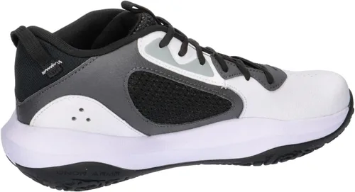 Vista 8 de Under Armour Men's Lockdown 6 Basketball Shoes (101) Blanco/Gris azabache/Negro