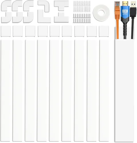 Vista 8 de Kit de Canaleta de Pared para Cubierta de Cable - Ocultacables de 157", Ocultadores de Cables para Montaje de TV en Pared y Gestión de Cables, Beige