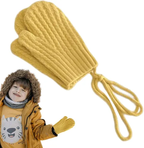 Vista 9 de Yimin Toddler Mitten String - Toddler Mittens with String Kids Warm Winter Full Finger Gloves Baby Thick Fleece Lined for Kid