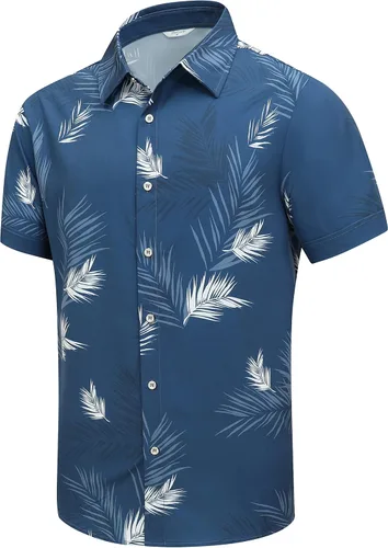 Vista 44 de SheLucki - Camisa hawaiana para hombre, unisex, de manga corta, con botones, para la playa y el verano, ropa casual estampada con sombra de palmas