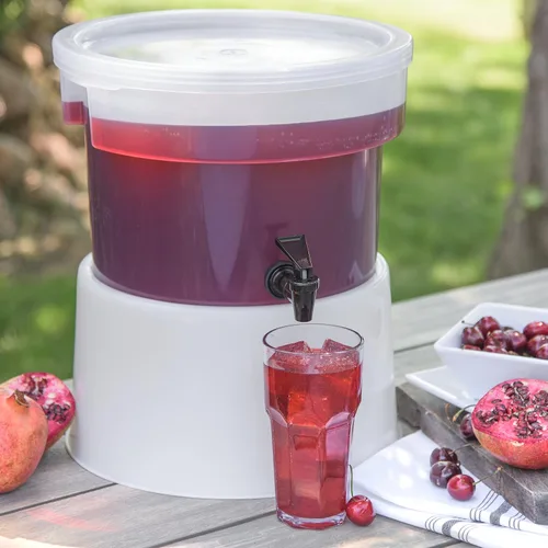 Vista 5 de Carlisle FoodService Products Dispensador redondo de bebidas Dispensador de bebidas con espita para catering, plástico, 3 galones, transparente