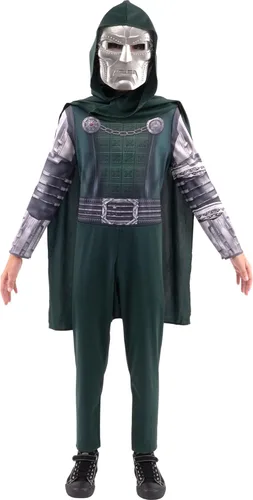 Vista 6 de Marvel Doctor Doom - Disfraz oficial de Halloween para jóvenes, overol impreso de alta calidad con máscara de plástico