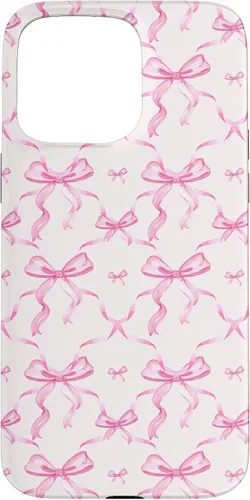 Vista 10 de Cintas y lazos rosados estéticos en acuarela para iPhone 17