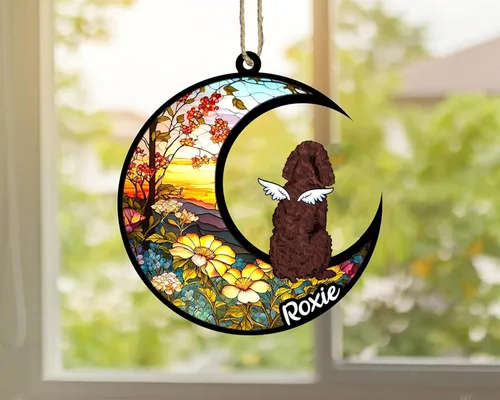 Vista 565 de LOVELYPOD Adorno de Navidad personalizado para perro Basset Hound (marrón) Basset Hound (marrón) adorno para atrapasoles de perro, razas de perros