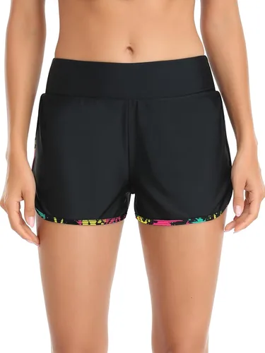 Vista 4 de RELLECIGA Pantalones cortos de natación integrados con cintura alta y control de abdomen para mujer