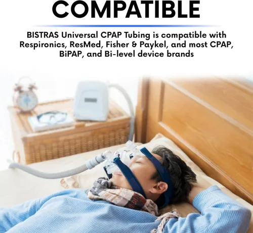 Vista 5 de BISTRAS Fabricado en Estados Unidos, tubo universal CPAP de 8 pies, compatible con todos los principales CPAP, BiPAP y la mayoría de máquinas