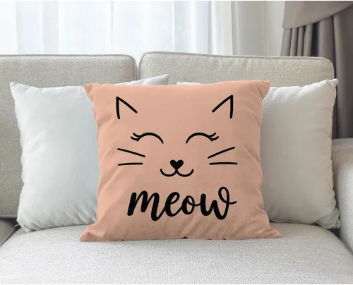 Vista 3 de Moslion Funda de almohada decorativa con diseño de cara de gato, funda de almohada cuadrada de lino y algodón de 18 x 18 pulgadas, para sofá