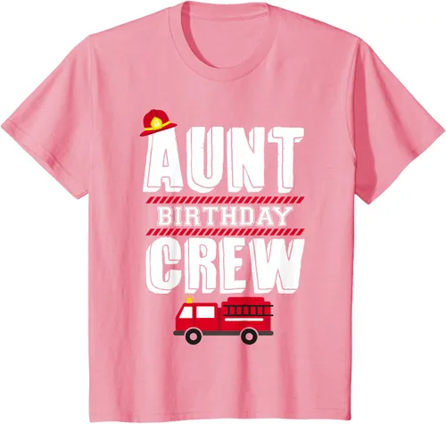 Vista 63 de Aunt Birthday Crew Fire Truck Fireman - Camiseta para fiesta de acogida, Negro, S