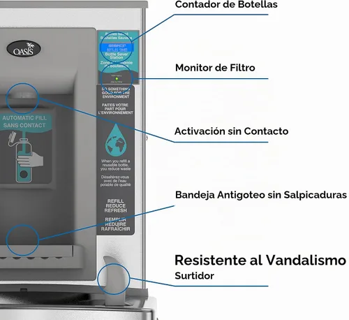Vista 3 de Oasis PWEBF - Kit de reacondicionamiento de llenado de botellas deportivas sin refrigeración, manos libres, acero inoxidable