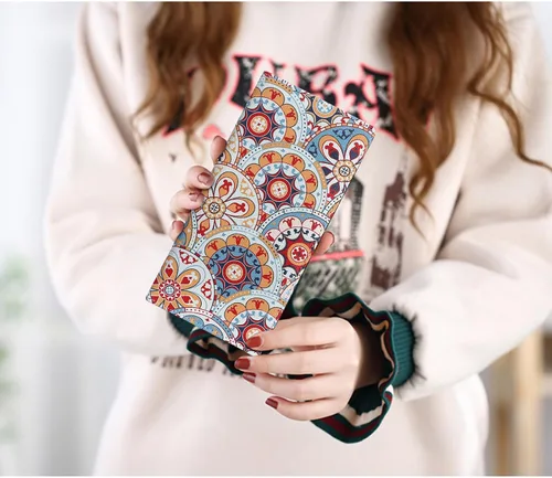 Vista 50 de HUA ANGEL Billetera ultra delgada para mujer, con bloqueo RFID, tarjetero de crédito, plegable, largo, hebilla magnética, billete para mujer, Owl