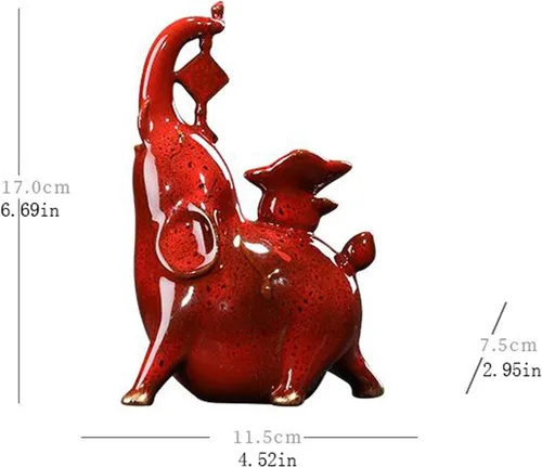 Vista 2 de NYKK Escultura de estatua china de feng shui, cerámica creativa, muebles de elefante auspicioso, sala de estar, estudio, entrada, gabinete
