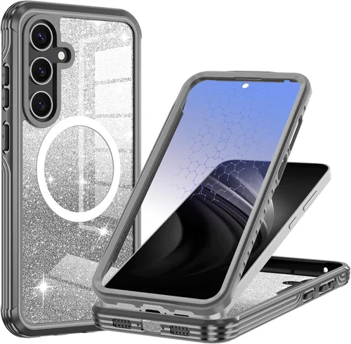 Vista 9 de Hekodonk Funda magnética para Galaxy A17 5G, [compatible con Magsafe] [Protector de pantalla de vidrio templado integrado] [tarjeta con purpurina]