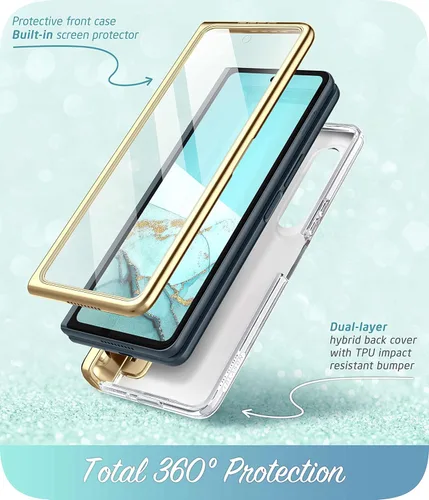 Vista 2 de i-Blason Cosmo Series - Funda para Samsung Galaxy Z Fold 4 con soporte para bolígrafo (2022), elegante funda protectora Fold 4 con protector