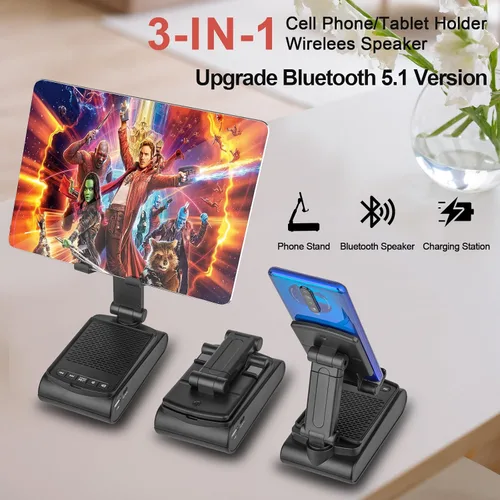 Vista 3 de Regalos para hombres, soporte para teléfono celular con altavoz Bluetooth inalámbrico, sonido envolvente HD para el hogar y al aire libre