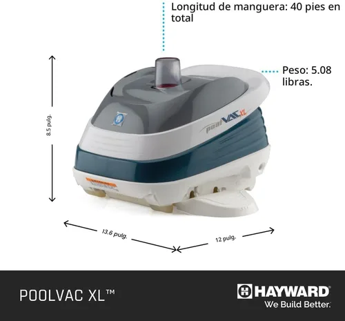 Vista 8 de Hayward W32025ADC PoolVac XL - Limpiador de piscina de succión para piscinas de gunita enterradas de hasta 20 x 40 pies con manguera de 40 pies