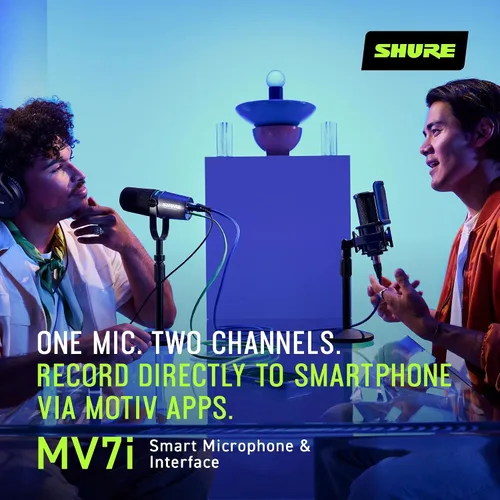 Vista 7 de Shure MV7i - Micrófono inteligente USB-C y XLR para podcasting, música y transmisión con interfaz de audio incorporada, modo de nivel automático