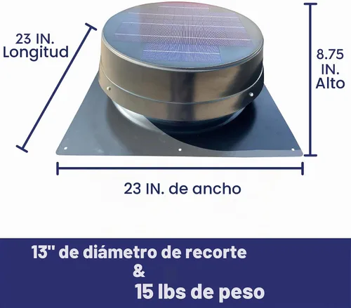 Vista 2 de Remington Solar Ventilador solar para ático de montaje en techo de 20 vatios - Serie redonda