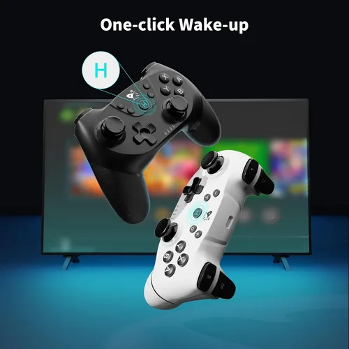 Vista 7 de AceGamer Wireless Pro Controller for Nintendo Switch/Lite/OLED/Switch 2/PC, 2 pack, Dual Vibration/Turbo/Ergonomic ! (Black&White)
