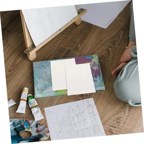 Vista 6 de Angoily 20 hojas de papel de acuarela de algodón texturizado hecho a mano con bordes deckled para pintar manualidades e invitaciones, alta absorción
