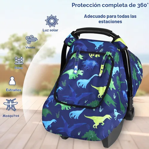 Vista 2 de TANOFAR - Funda para asiento de coche de bebé a prueba de viento, capota para asiento de coche infantil de 3D con lunares de visón y ventana