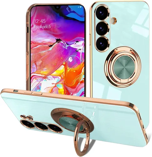 Vista 12 de EYZUTAK Caja magnética galvanizada del sostenedor del anillo para Samsung Galaxy S21 5G, 360 grados con la rotación del anillo del dedo del metal