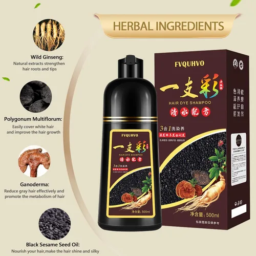 Vista 5 de Yocisku Champú de tinte para cabello negro 3 en 1 para hombres y mujeres, color de cabello para cobertura del 100% de las canas, champú para canas