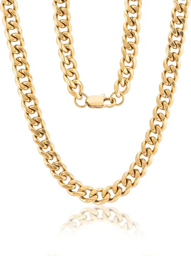 Vista 12 de XIANNVXI Cadena de eslabones cubanos para hombres y mujeres, chapado en oro real de 18 quilates, cadena de eslabones para hombre, cadena de acero