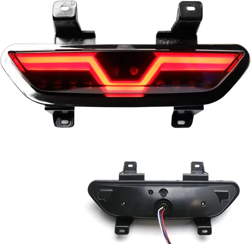 Vista 2 de iJDMTOY Foglamp LED trasera de lente ahumada compatible con Ford Mustang 2015-2017, montaje de luz trasera LED roja completa funciona como luz