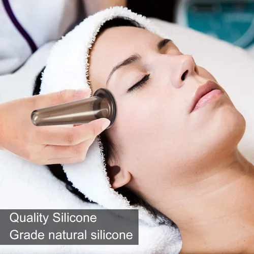 Vista 5 de BBTO Juego de ventosas faciales de silicona, kit de taza de masaje al vacío para cuerpo, cara, cuello, espalda y ojos, 6 tazas y cepillo exfoliante