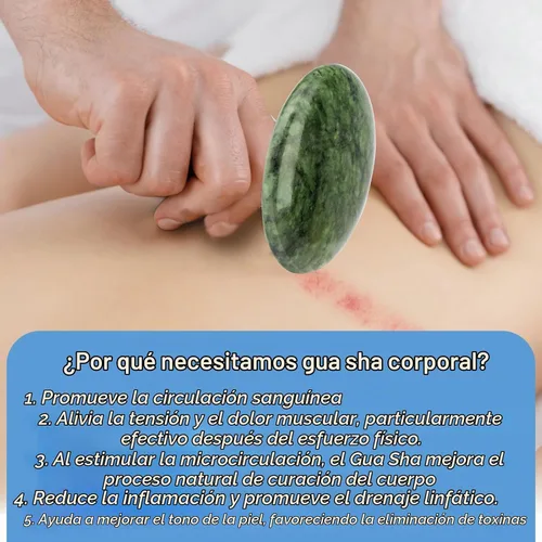Vista 7 de gemshan Piedra de masaje, rocas calientes naturales de 3.5 pulgadas, herramienta de masaje corporal Gua Sha para masaje de celulitis, drenaje Verde