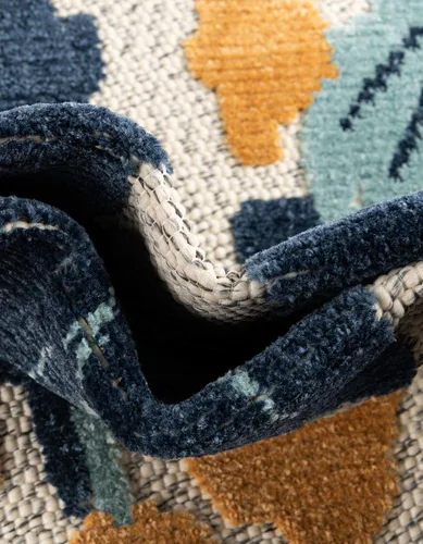 Vista 6 de Unique Loom Belize Outdoor Collection - Alfombra rectangular de 2 x 3 pies 1 pulgada, color marfil y azul marino