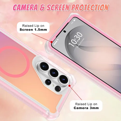 Vista 301 de Bonoma - Funda compatible con Samsung Galaxy S21 Plus, diseño de corazón con purpurina, color rosa Support for MagSafe, Plating Magnetic Case TPU
