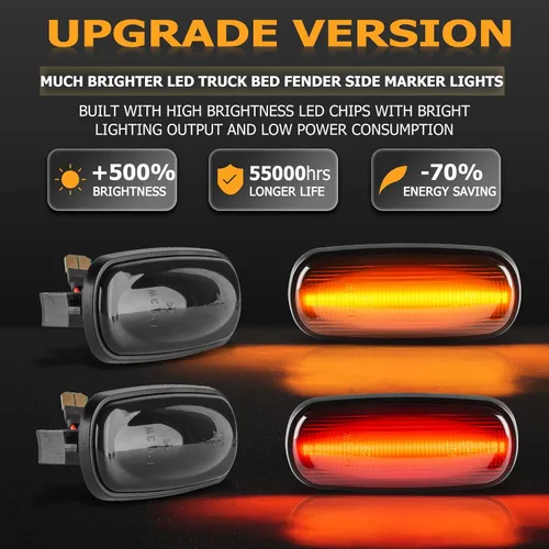 Vista 9 de Gempro Luces LED de marcador lateral para guardabarros doble para Dodge Ram 2500 3500 2003-2009, lámparas de marcación de rueda trasera doble ámbar
