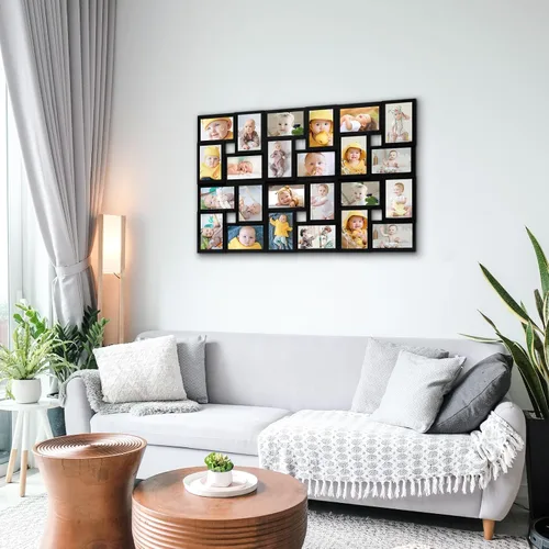 Vista 3 de HELLO LAURA Marcos de fotos de collage de 4 x 6, marco de collage de fotos de 24 aperturas para decoración de pared, fotos multifamiliares para Negro