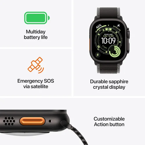 Vista 2 de [Usado] Apple Watch Ultra 3 [GPS + Celular 49mm] Reloj inteligente para correr y multideporte con carcasa de titanio resistente con trabilla