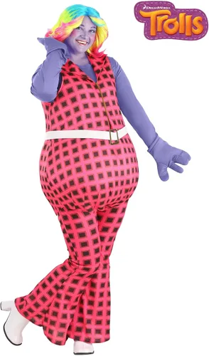 Vista 2 de Trolls - Disfraz de brillos con purpurina de talla grande, disfraz de Halloween de figura completa