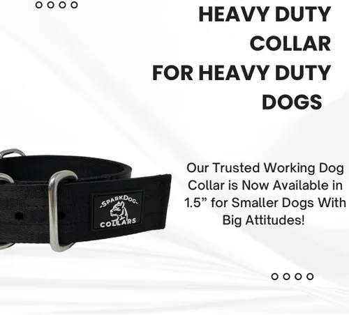 Vista 4 de SparkDog - Collar de perro resistente de 1.5 pulgadas, correa ajustable de grado de cinturón de seguridad con herrajes de acero inoxidable