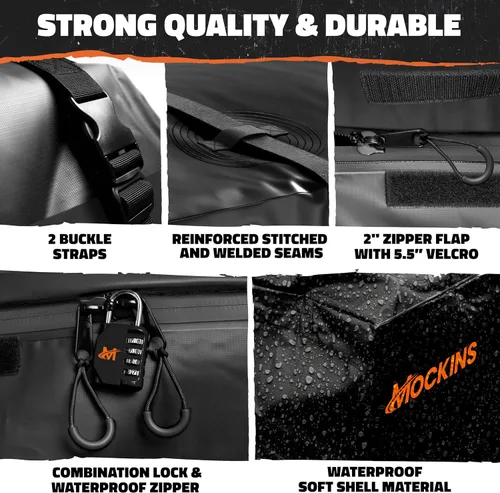 Vista 7 de Mockins Bolsa de Carga Cuadrada de 30 Pies Cúbicos para Enganche de Remolque Impermeable y para Todo Tipo de Clima Bolsa de Carga de PVC 500D