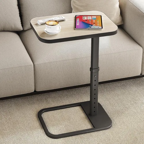 Vista 10 de Kitstorack - Bandeja/mesa de TV, altura ajustable y esquinas metálicas redondeadas, mesa para aperitivos para sofá, cama, silla, sala de estar, mesa