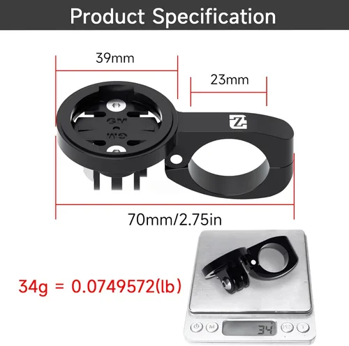 Vista 3 de Soporte para computadora de bicicleta para Garmin, barras Aero Bar, soporte de computadora GPS, tamaño compatible con manillar de 0.874 in y 0.882