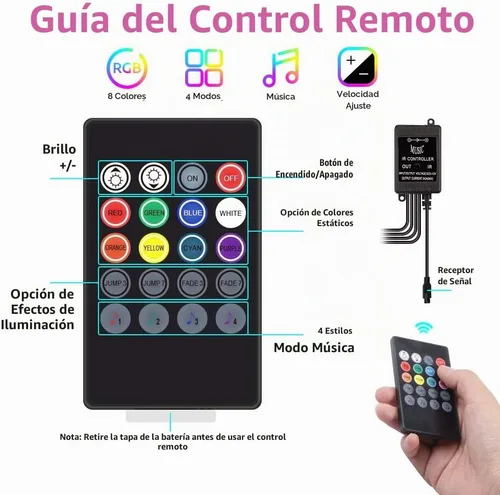 Vista 3 de Luces LED para interior de coche, tiras decorativas, atmósfera, ambiente, kits de iluminación