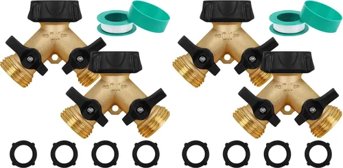 Vista 9 de Biswing Divisor de Manguera de Jardín de 2 Vías, Conector de Grifo de Latón Resistente Divisor, Divisor en Y 2 Válvulas con 2 Arandelas de Goma