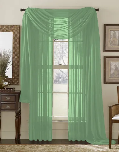 Vista 8 de Juego de 3 piezas de cortinas y cenefa Interior Trends, fina, totalmente cosida, juego de 2 cortinas y 1 cenefa a juego