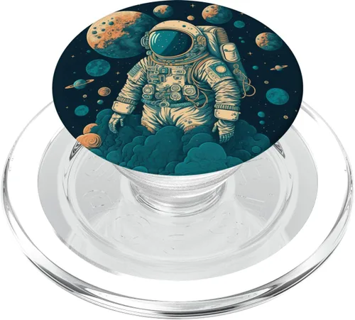 Vista 8 de Astronauta espacial y los planetas PopSockets intercambiables PopGrip