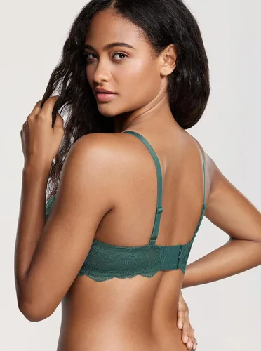 Vista 2 de DOBREVA Brasier de encaje push up para mujer, con aros, cobertura completa, sexy, talla extra grande