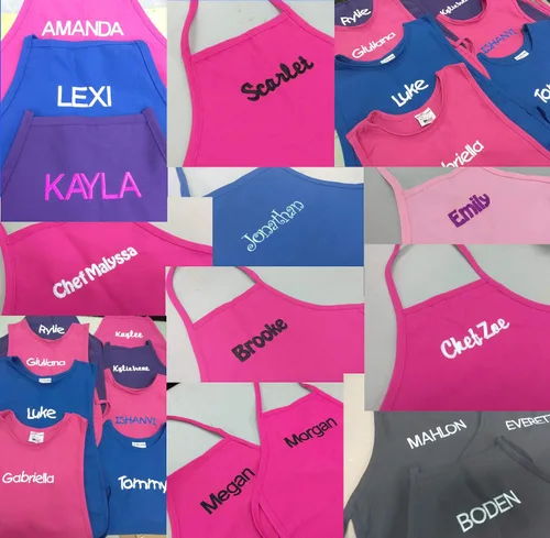 Vista 3 de Delantal personalizado rosa caliente hombres mujeres poli/algodón tela de sarga extra grande