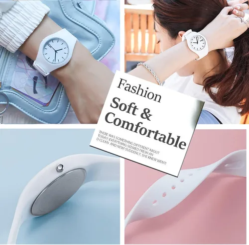 Vista 5 de Gosasa Casual estilo simple correa de silicona mujeres hombres deportes relojes 30M impermeable