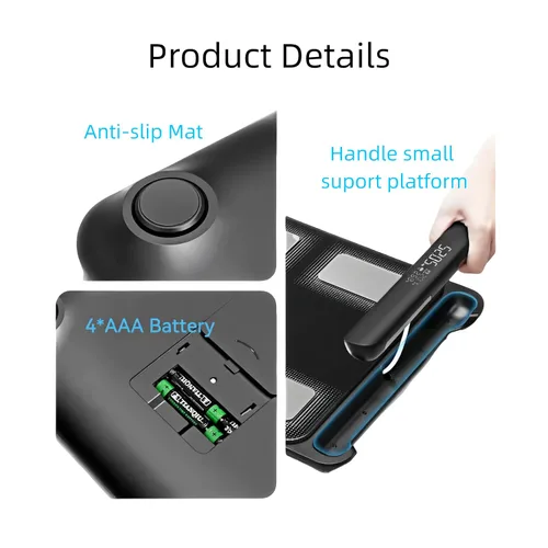 Vista 7 de Báscula de composición corporal, báscula digital inteligente que mide IMC, grasa corporal, masa muscular, tecnología de 8 electrodos, 400 libras