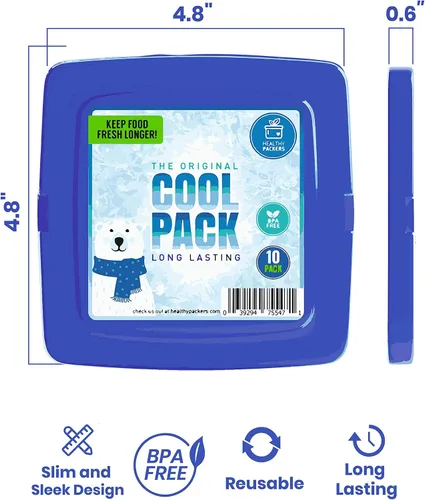 Vista 4 de Healthy Packers Bolsas de hielo delgadas reutilizables para loncheras para niños y adultos Paquetes de congelador finos de larga duración