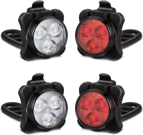 Vista 10 de Rechargeable LED Bike Light Sets, Super Bright Front Headlights and Rear LED Bicycle Lights, 650mah Lithium